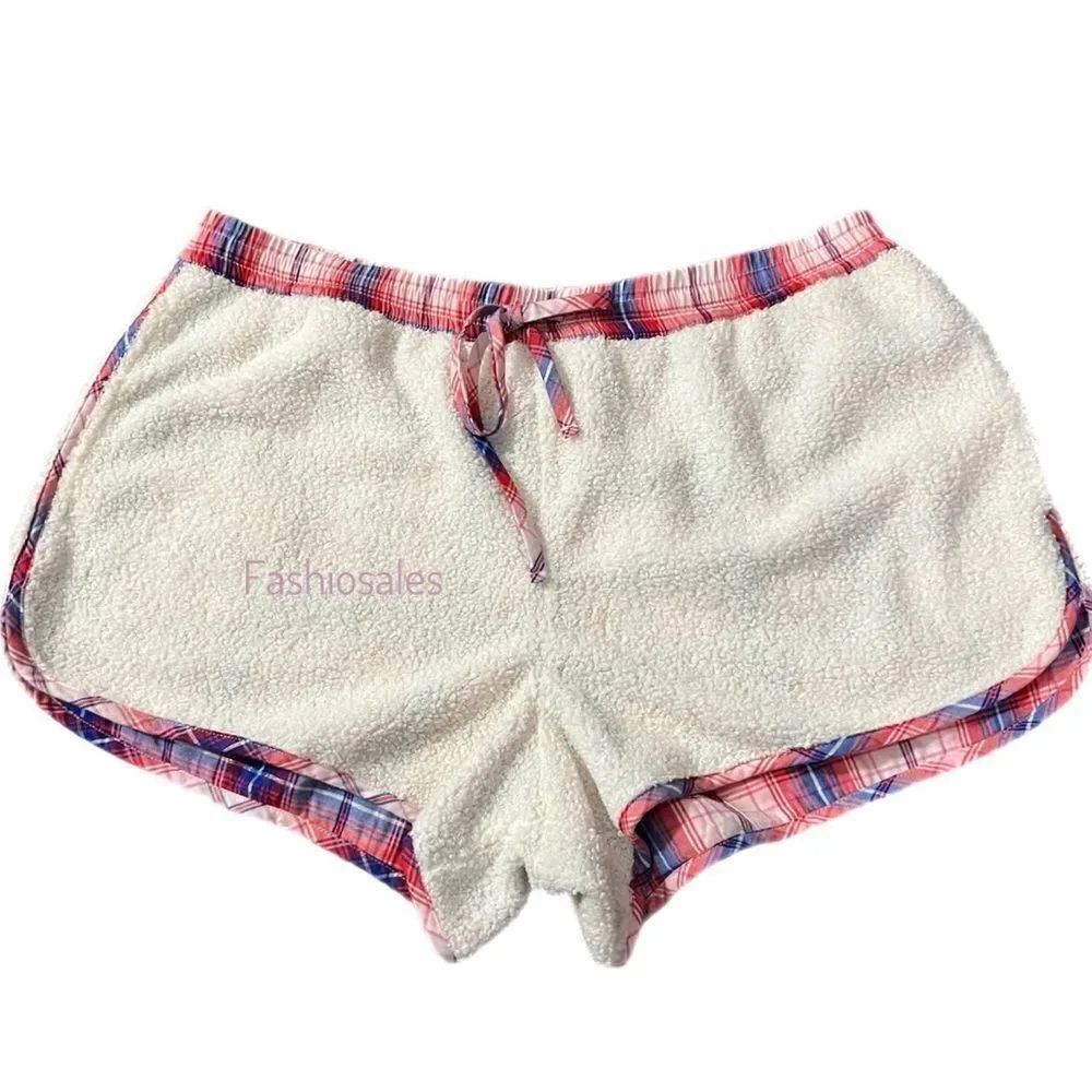 Victoria’s Secret Reversible Sleep Shorts Sherpa Flannel Supersoft Pj Shorts Xl